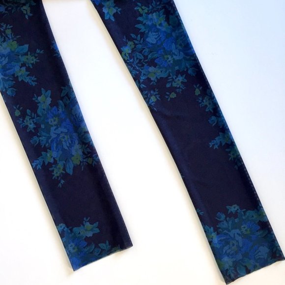 GANNI - Blue Floral Sheer Leggings - Sky Captain Printed Mesh - S - Picture 10 of 12